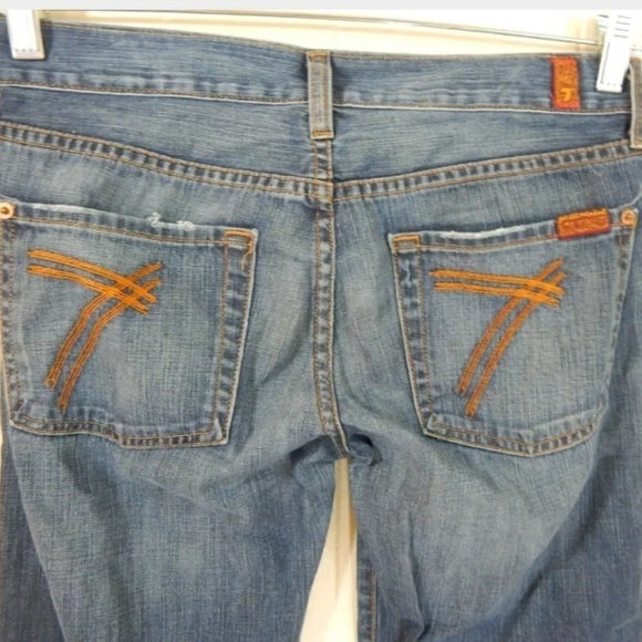 7 For All Mankind Blue Flare Jeans - Picture 6 of 8